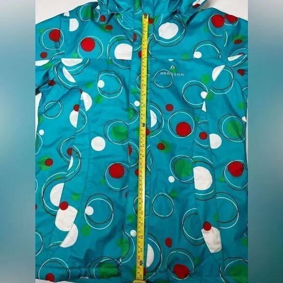 Bergson SKI-/SNOWBOARD Winter JACKET Blue Red Dots Size 16 Kids /176 cm